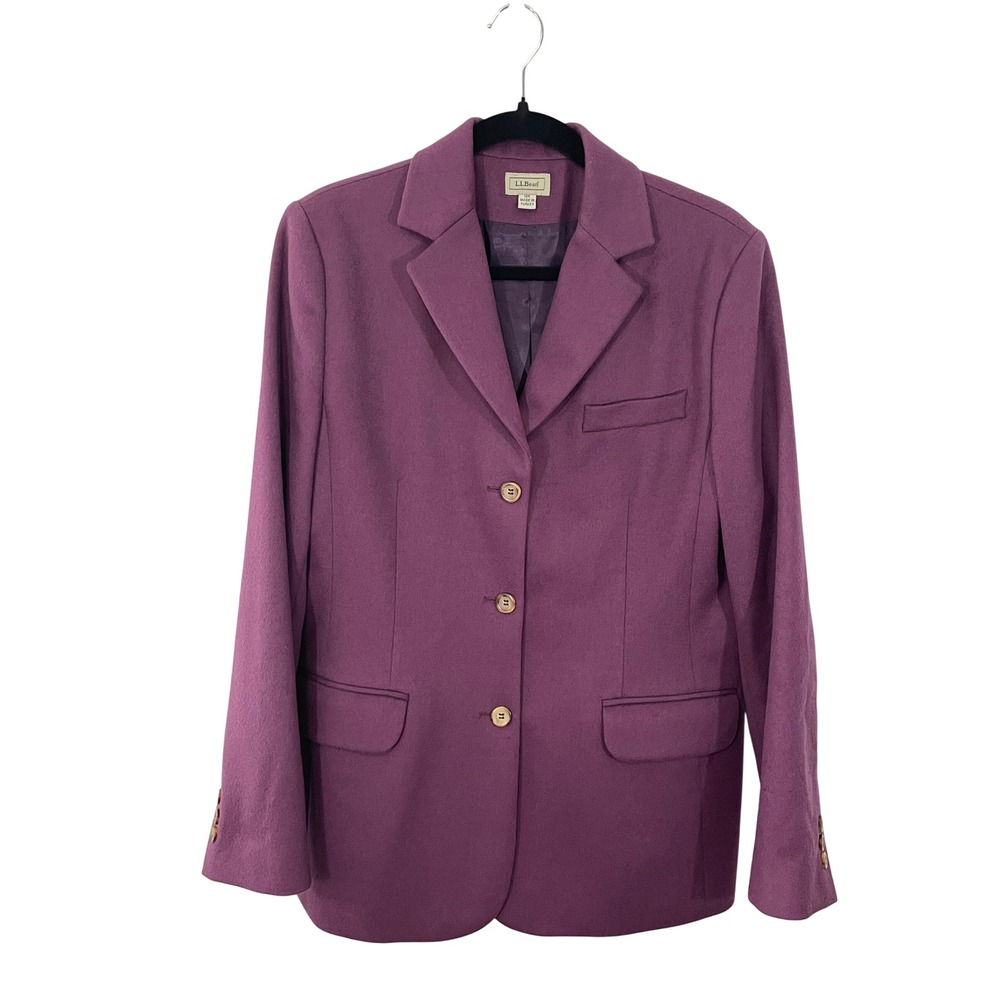 L.L. Bean Women's Purple Wool‎ Cashmere Blend Blazer Jacket Size 12R